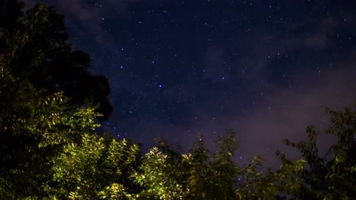 Time Lapse Clouds Pass Across Twinkling Stars