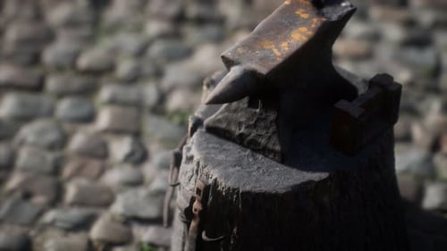 Old Anvil Attached To a Stump
