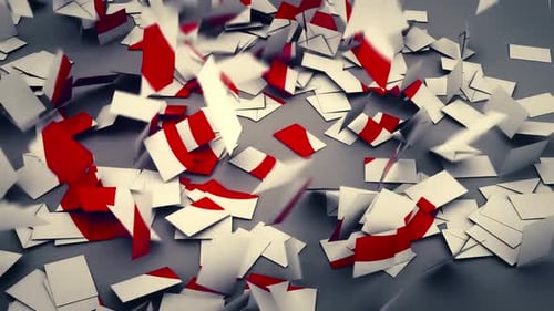 Animation of randomly falling letters forming the @ image symbolizing e-mail. HD