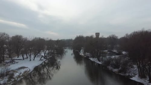 Winter River Landscape Snow Aero
