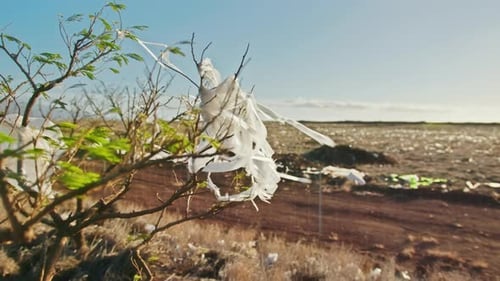 Imágenes de Green Peace con la naturaleza contaminada por bolsas de plástico y el cambio climático