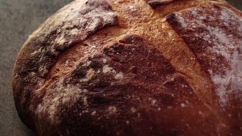 Close Up of Golden Brown Loaf of Bread