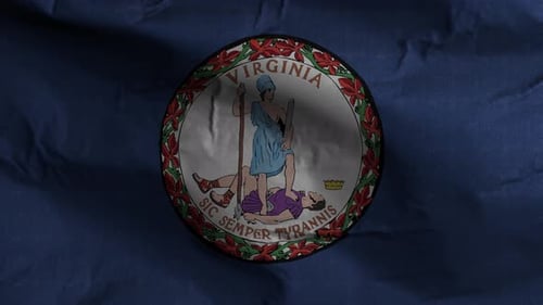 Virginia State Flag Waving Animation Loop