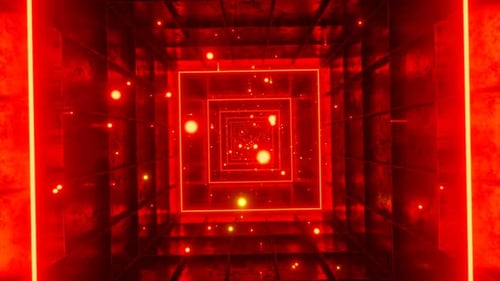 Seamless Loop Motion Graphics Of Flying Into Square Red Rotation Tunnel