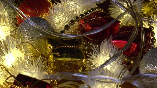 Festive Christmas Ornaments and Decorations with Lights