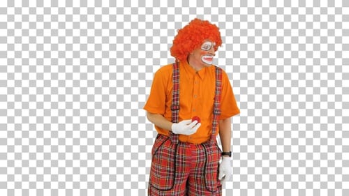 Clown taking off his red nose and smelling the air, Alpha Channel