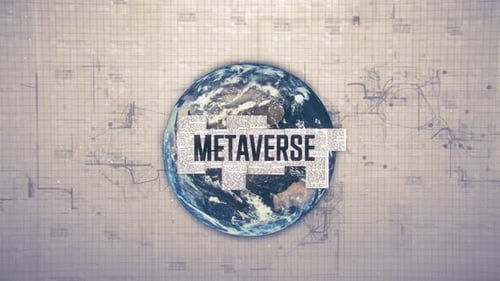 Futuristic Metaverse Text Reveal on Rotating Earth