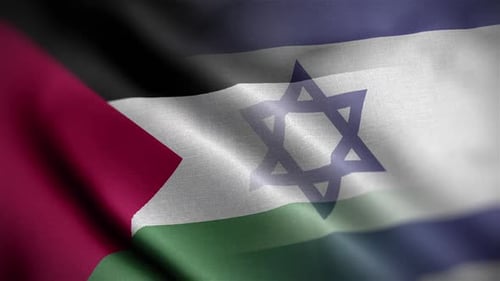 Palestine and Israel Flags Overlaid Waving Seamless Loop