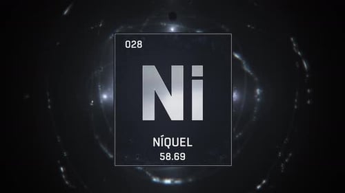 Animated Chemical Element Nickel on Abstract Scientific Background