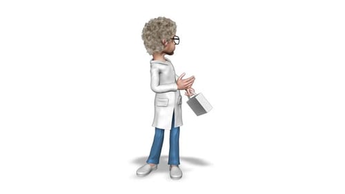 3D Cartoon Doctor Character Pointing with First Aid Kit