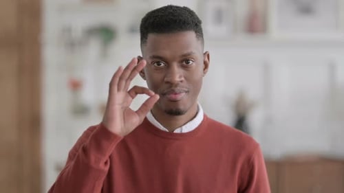 Young Adult Makes Okay Sign Hand Gesture