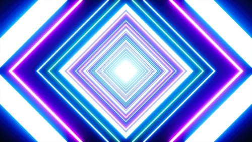 Glowing Neon Diamond Tunnel Loop Background Animation