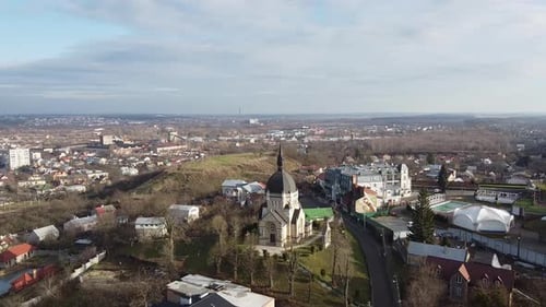 Beautiful Church in Lviv Aerial, Ukraine