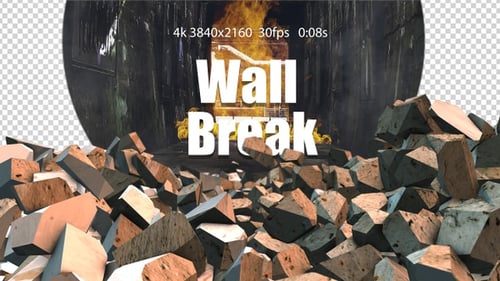 Concrete Wall Breaking Transition with Alpha Channel Reveal