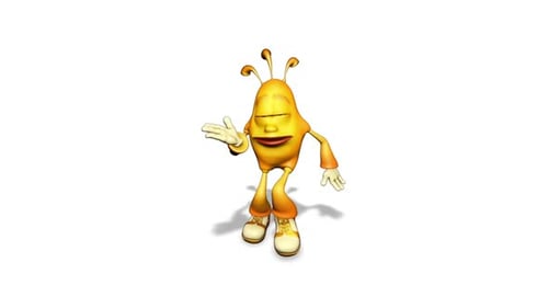 3D Emoty Man Fun Dance Looped on White