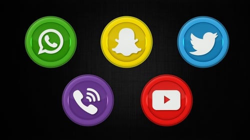 Glossy Social Media Icons Pop-Up Animation
