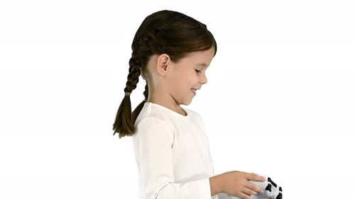 Girl Playing Video Game with Controller