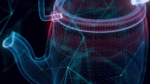 Vintage Large Aluminum Tea Pot Kettle Stove Top Hologram Close Up Hd