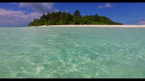 Aerial above landscape of beautiful resort beach adventure by blue ocean with clean sandy background
