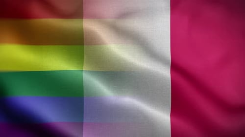 Waving Pride Rainbow Flag with Red Section