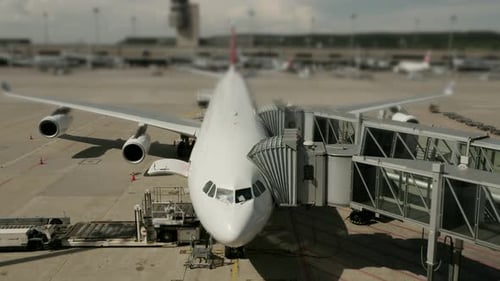 Large Commercial Airplane Airliner Standing at Airport Terminal Gate
