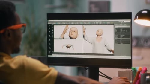 Homme créant un modèle 3D humain