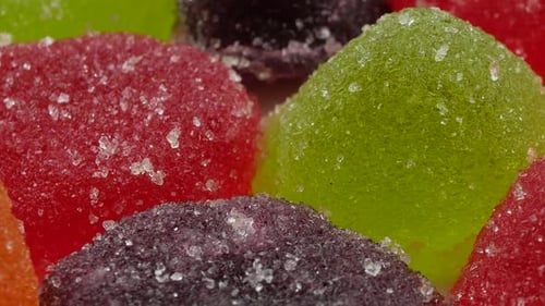 colorful candy and jelly sweet close up, flavor fruit, candy dessert colorful on sugar