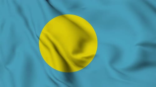 Realistic Palau National Flag Waving Seamless Loop