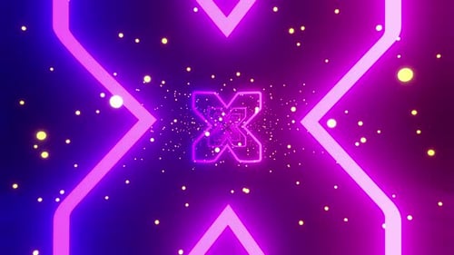 Glowing Neon X Tunnel with Sci-Fi Particles