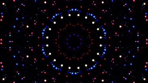 circle shape of dots wave motion, colorful, on black background