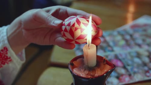 Finish Process of Making Handmade Painted Easter Egg