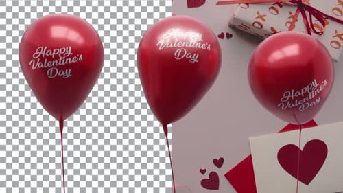 Happy Valentine's Day Red Balloons Animation
