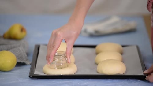 The preparations of pies and buns prepared for pastries.