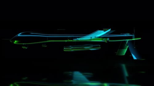 Futuristic Glowing Neon Drone 3D Rotation Animation
