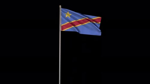 Democratic Republic of Congo Flag Waving Animation with Transparent Background