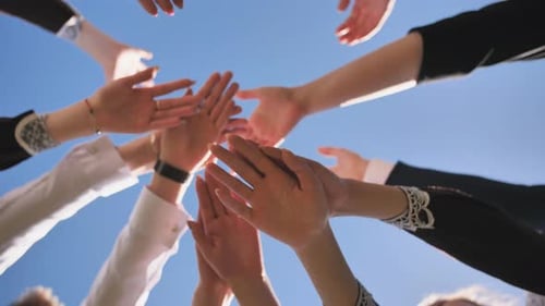 College Students Teamwork Stacking Hand Concept