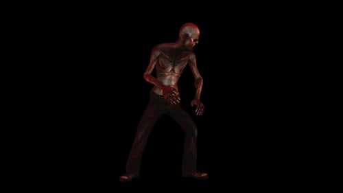Skeletal Zombie Figure Looping Animation for Halloween Horror Content