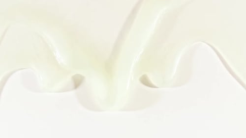 White Cosmetic Gel Fluid With Molecule Bubbles Flowing On The Plain Surface