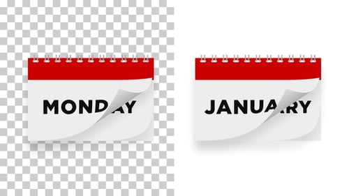 Animated Calendar Icon with Flipping Pages Revealing Days and Months