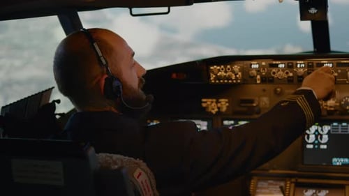 Airline Captain Fixing Altitude and Longitude to Fly Airplane