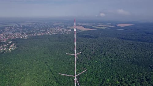 Aerial View of Telecom Antennas Telecommunications Towers