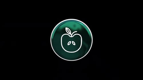 Glossy 3D Apple Outline Icon Rotation