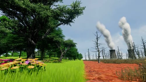 Nature to Pollution Environmental Transformation Animation