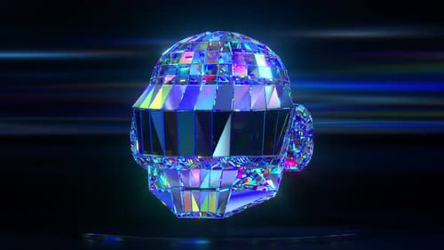 Der Diamant-Helm dreht sich auf einem dunklen abstrakten Hintergrund von einer Seite zur anderen
