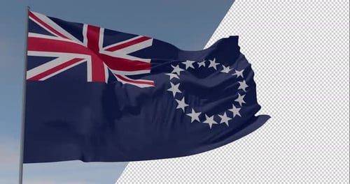 Waving Cook Islands Flag Realistic Animation