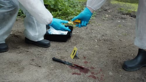 Crime Scene Investigation: Bloody Knife Evidence Measurement