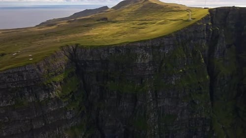 Drone Of High Sea Cliff Beinisvord