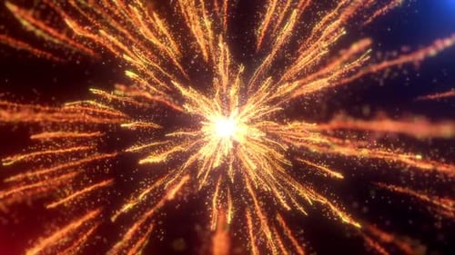 Abstract Golden Particle Light Burst Celebration Background