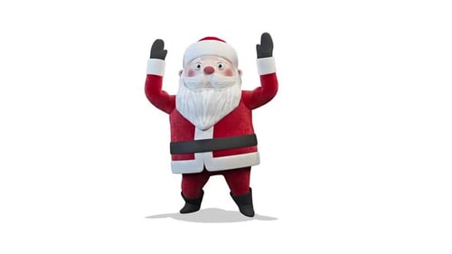3D Cartoon Santa Claus Character Waving and Cheering Loop