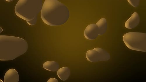 Rotating yellow liquid droplet cloud animation loop in zero gravity